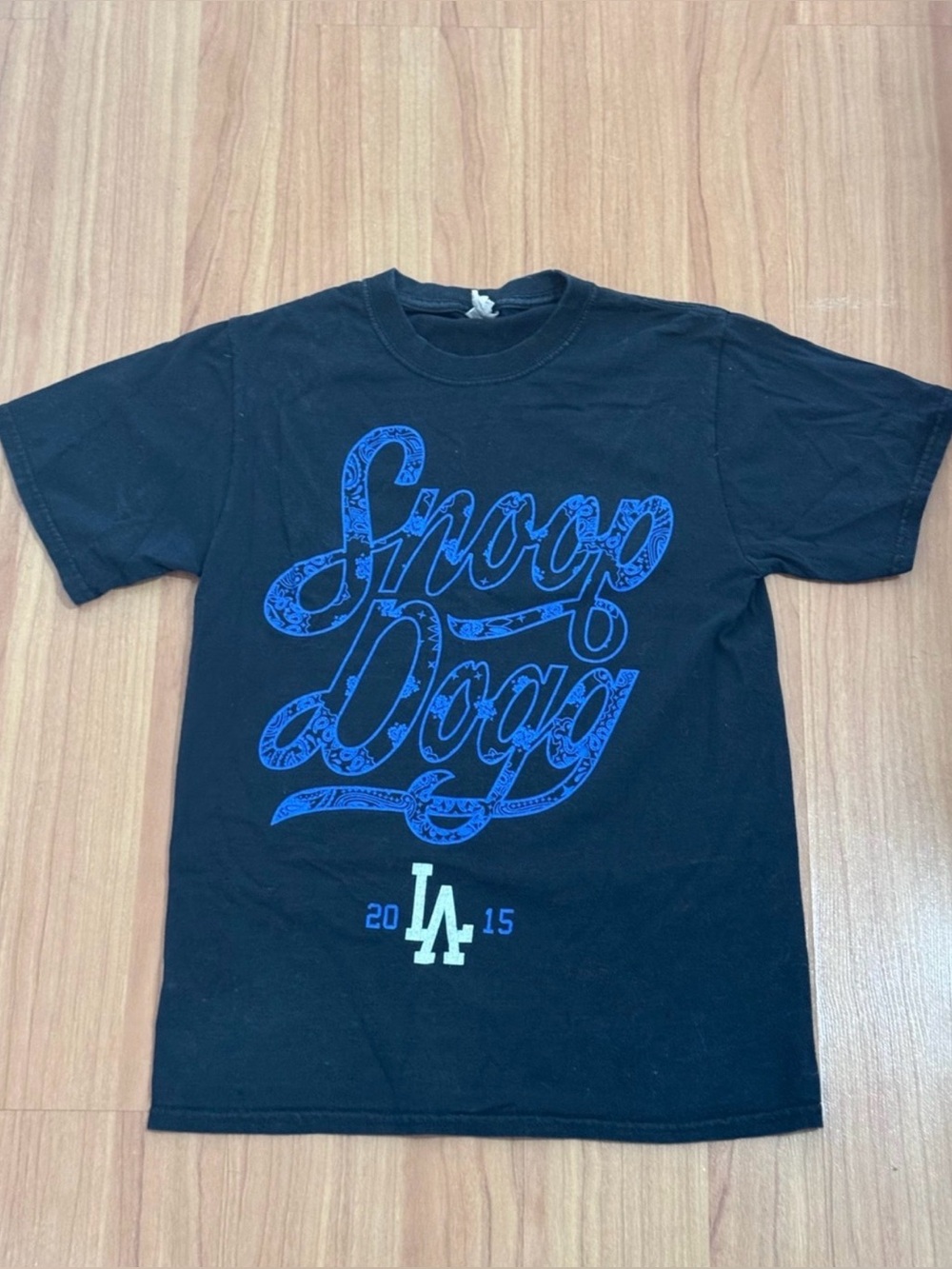 Snoop Dogg LA 2015 Paisley Script Graphic Tee Shirt Black Small